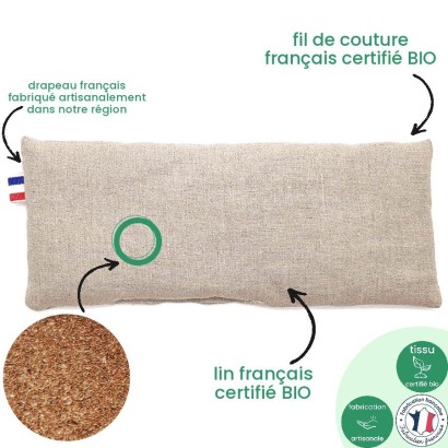 Bouillotte anti-cernes pour yeux BIO en graines de lin - Artisanal