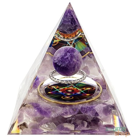 Pyramide orgonite Améthyste Métatron