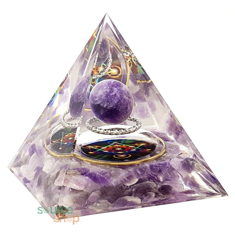 Pyramide orgonite Améthyste Métatron