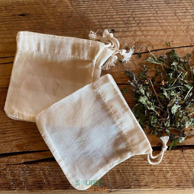 Lot de 5 sachets à thé réutilisables en coton BIO - Les Petites Confections
