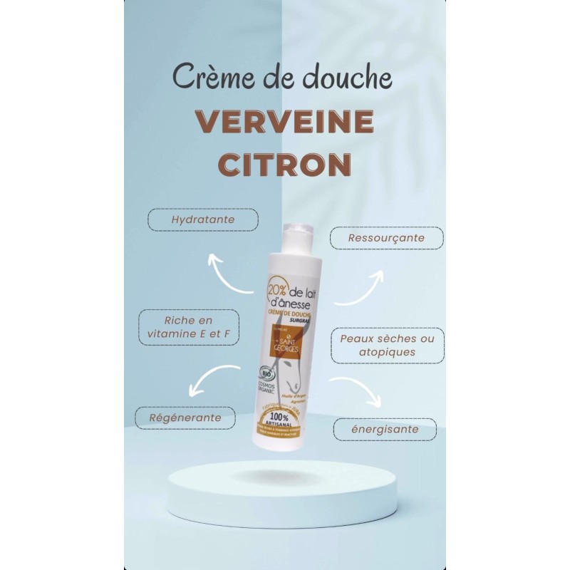 Crème de douche BIO au lait d'ânesse & argan - verveine & agrumes - Le Prieuré de Saint-Georges