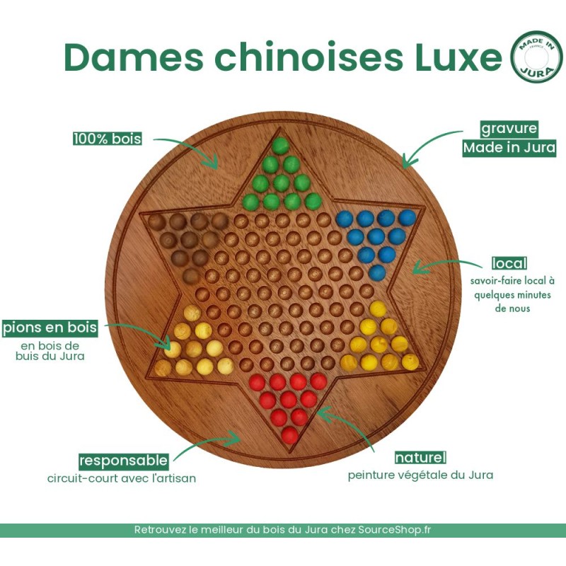 Jeu de Dames Chinoises en buis du Jura - Artisanal & Local