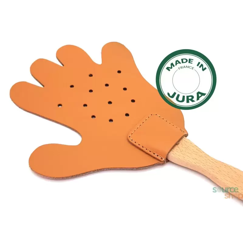 Tapette à moustiques & mouches en Hêtre du Jura & cuir