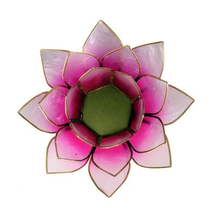 Bougeoir en coquillage Lotus rose or