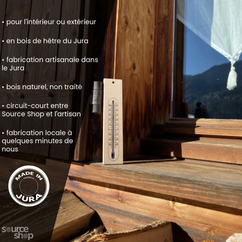 Thermomètre en bois de Hêtre du Jura - Artisanal & Local