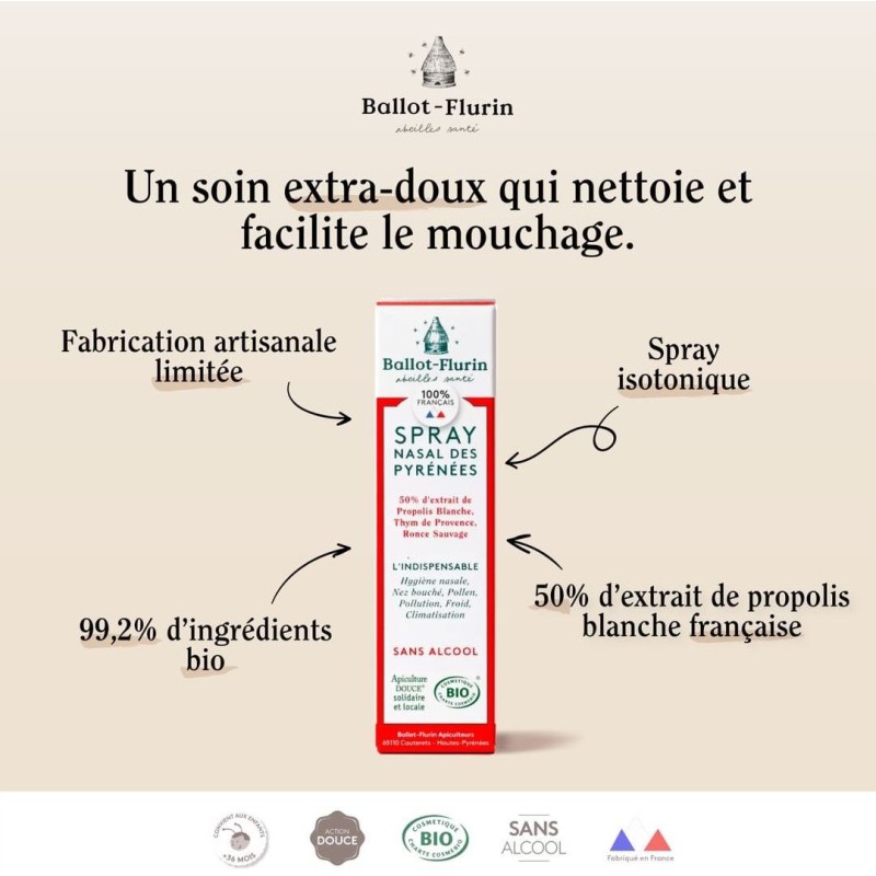 Spray nasal BIO des Pyrénées à la propolis & thym - Ballot Flurin