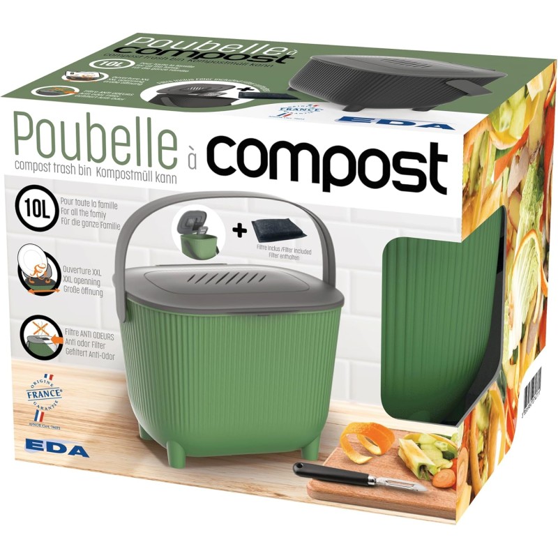 Composteur de cuisine - Seau à compost design - 10L - EDA