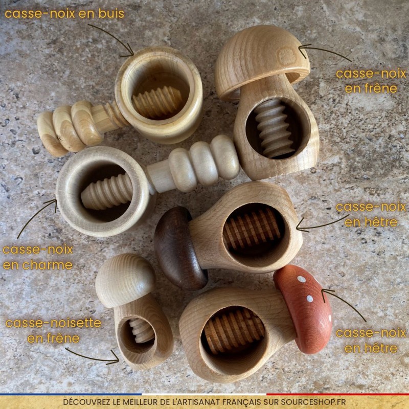 Casse-noix à vis Champignon en bois de hêtre du Jura