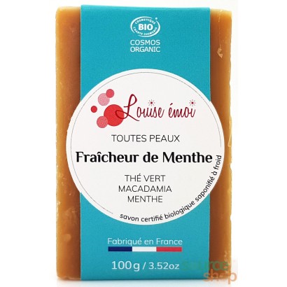 Savon BIO au thé vert & macadamia - Fraîcheur de Menthe - Louise émoi