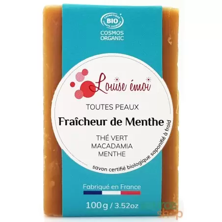 Savon BIO au thé vert & macadamia - Fraîcheur de Menthe - Louise émoi