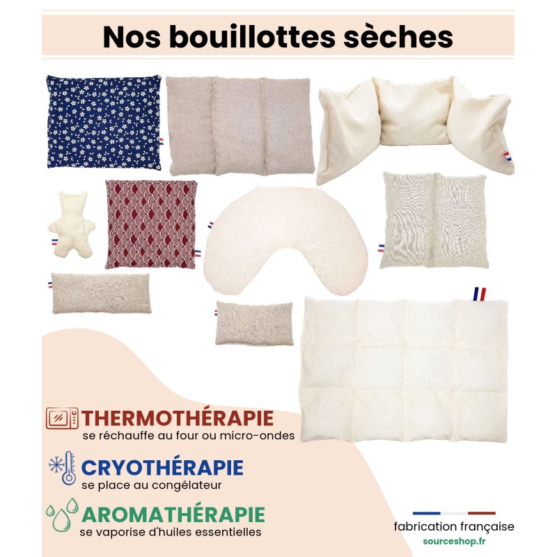 Bouillotte noyaux de cerises ergonomique XL - Artisanale & Française