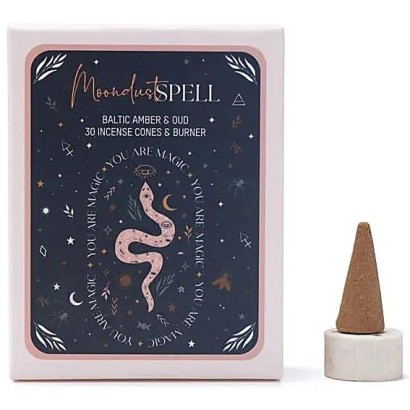 Cônes d'Encens Ambre & Oudh + 1 porte-encens - Moondust Spell