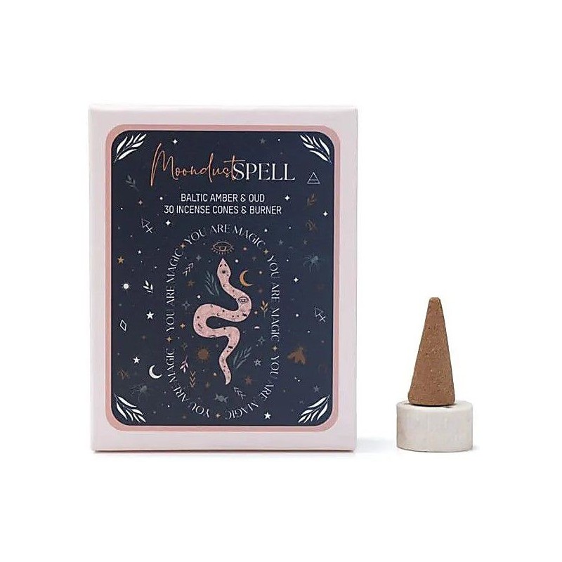 Cônes d'Encens Ambre & Oudh + 1 porte-encens - Moondust Spell