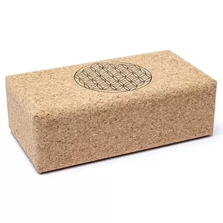 Bloc de yoga en liège Fleur de Vie - 23 x 12 x 7.5cm