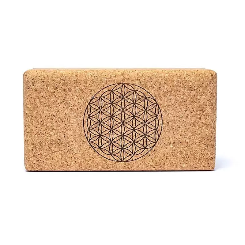 Bloc de yoga en liège Fleur de Vie - 23 x 12 x 7.5cm