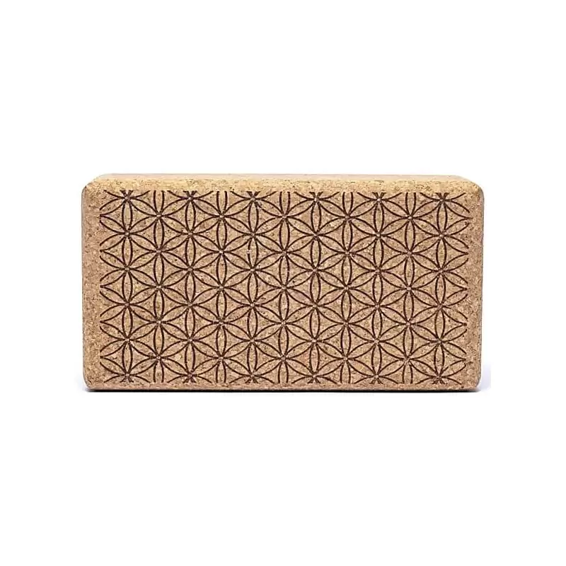 Bloc de yoga en liège Fleur de Vie - 23 x 12 x 7.5cm