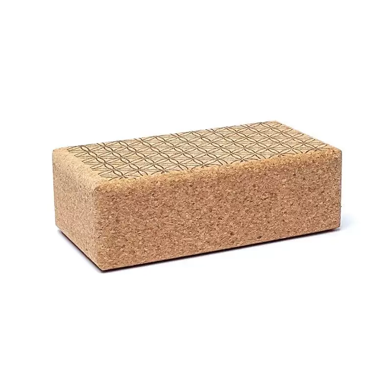 Bloc de yoga en liège Fleur de Vie - 23 x 12 x 7.5cm