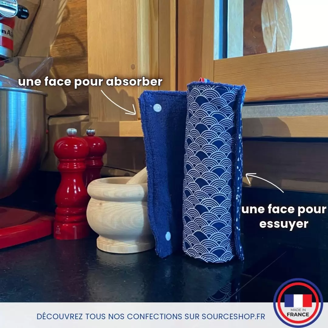 Rouleau Essuie-tout lavable & réutilisable - Français & Artisanal