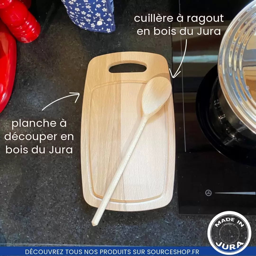 Planche à découper avec poignée en bois de Hêtre du Jura