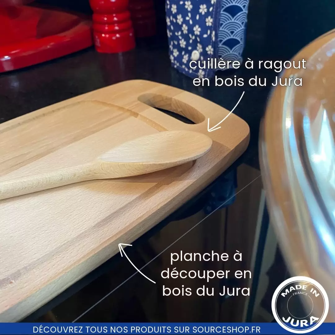 Planche à découper avec poignée en bois de Hêtre du Jura