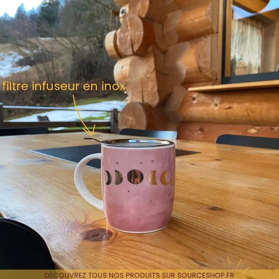 Mug à infusion en porcelaine avec filtre en inox - Phases de Lune
