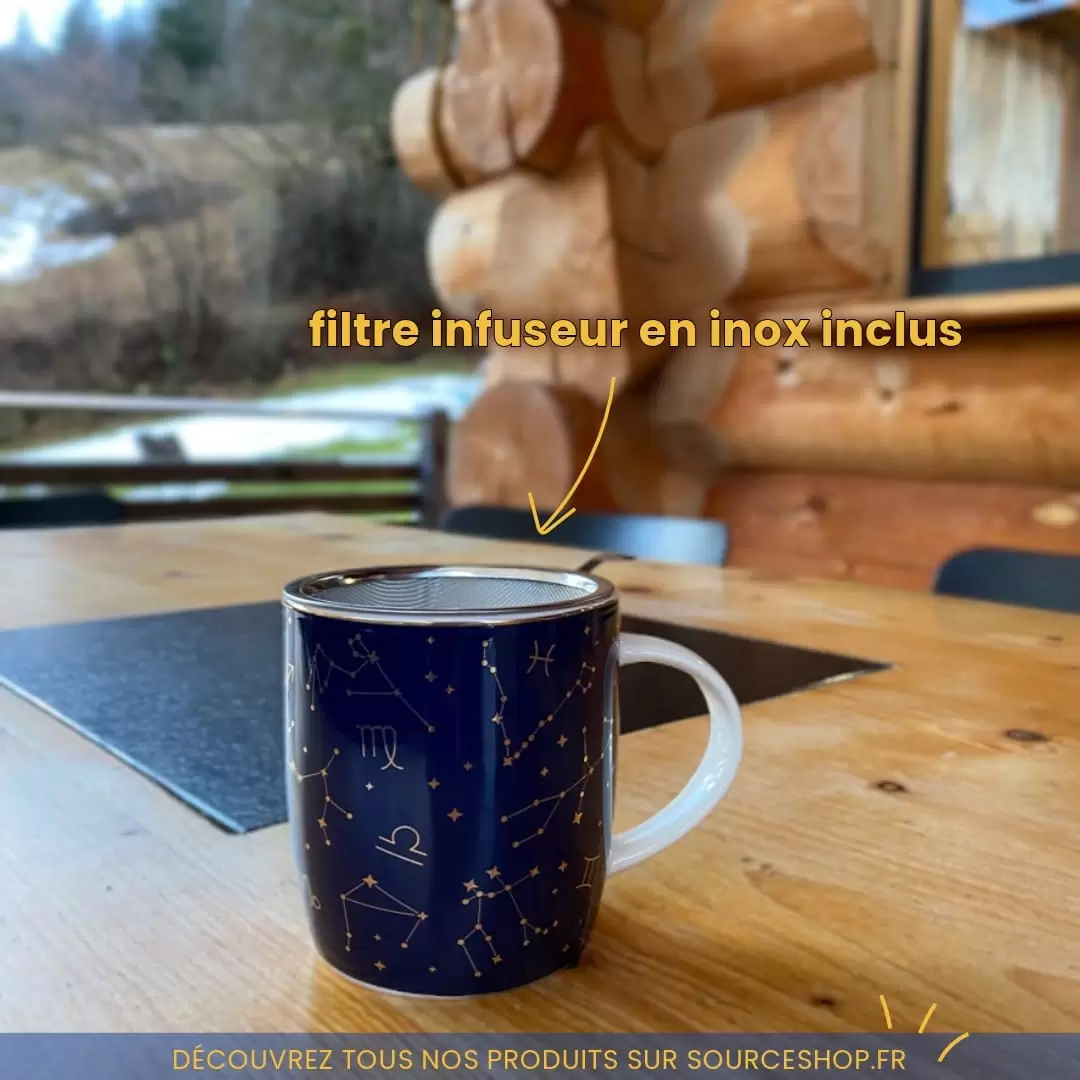 Mug à infusion en porcelaine Astrologie + filtre en inox