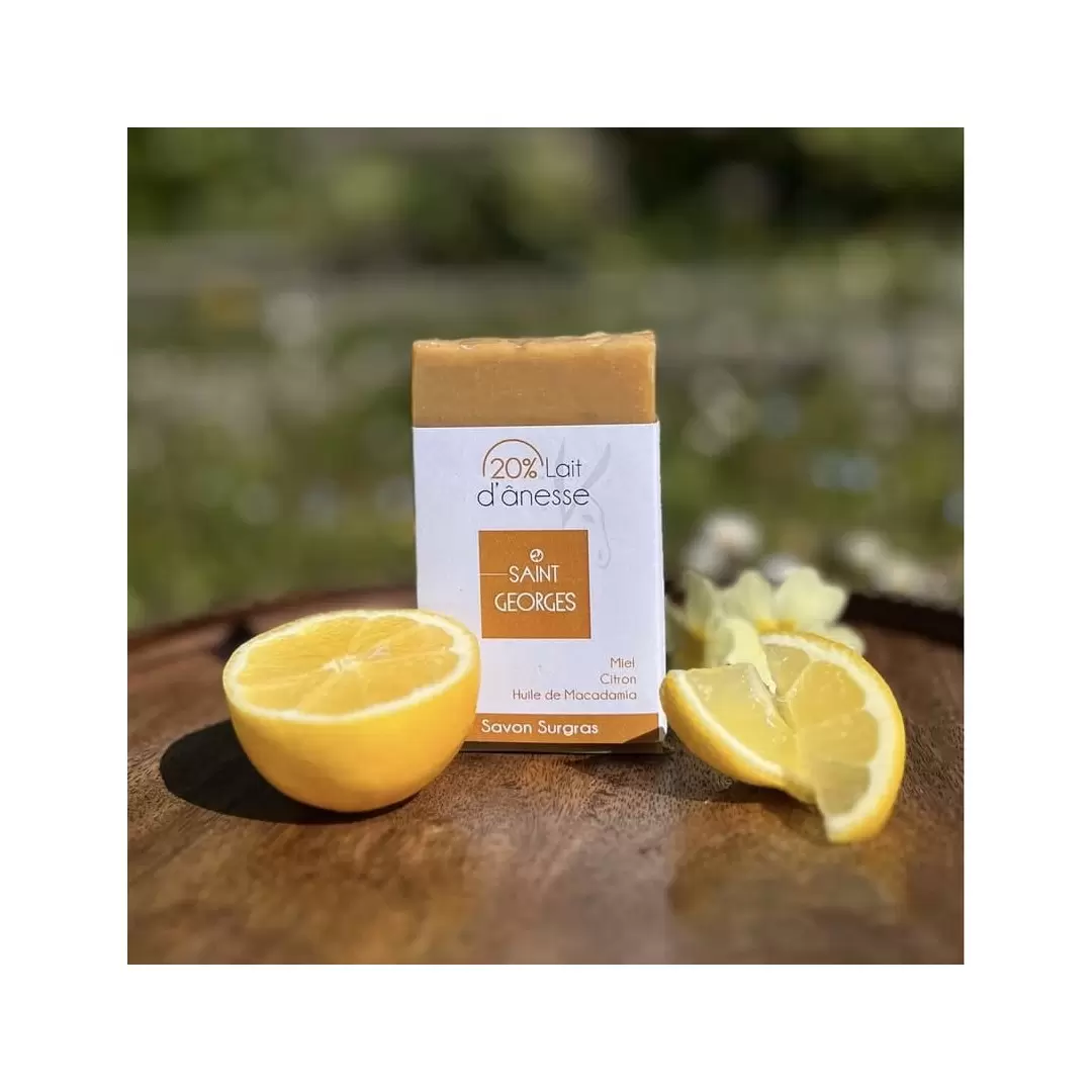 Savon BIO au lait d'ânesse, macadamia, miel & citron - Saint Georges