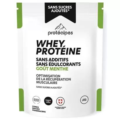 Whey Protéine Menthe - 750g - Sans Sucres Ajoutés | Protéalpes