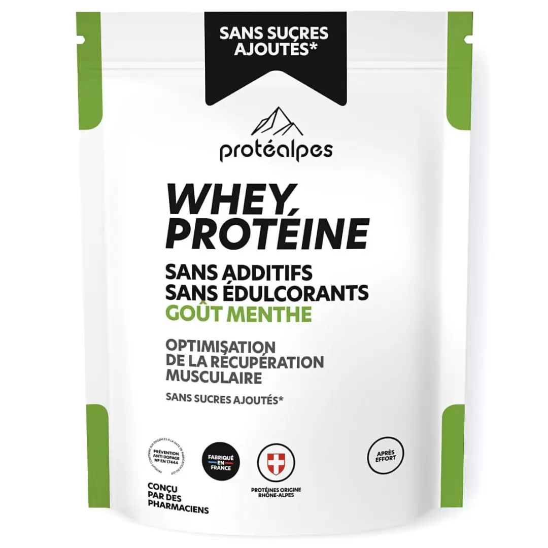 Whey Protéine Menthe - 750g - Sans Sucres Ajoutés | Protéalpes