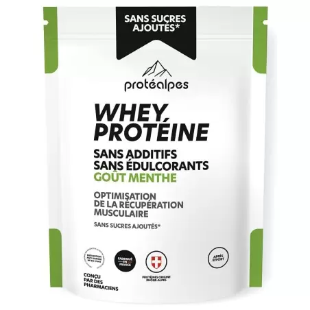 Whey Protéine Menthe - 750g - Sans Sucres Ajoutés | Protéalpes