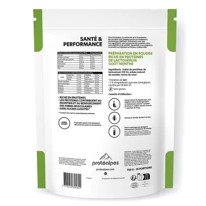 Whey Protéine Menthe - 750g - Sans Sucres Ajoutés | Protéalpes