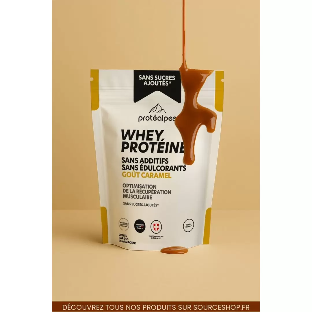 Whey Protéine Caramel - 750g - Sans Sucres Ajoutés - Protéalpes