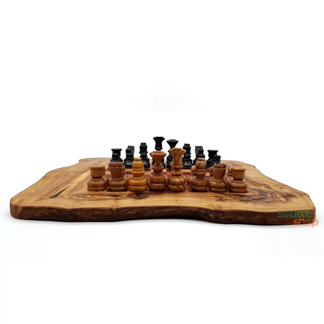 Échiquier bois d’olivier artisanal – Jeu d’échecs haut de gamme