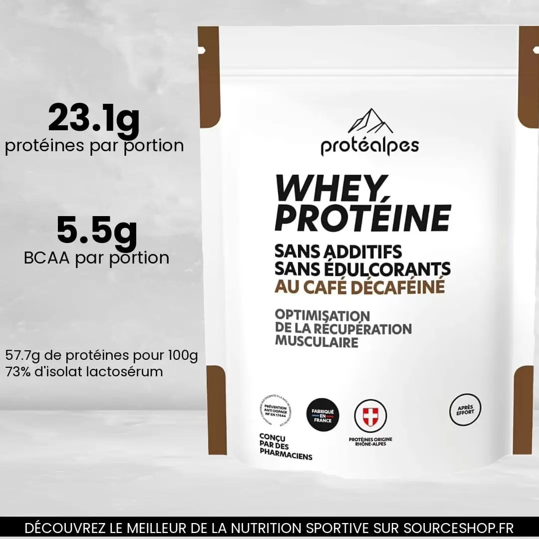 Whey Protéine Café Décaféiné - 750g - Protéalpes