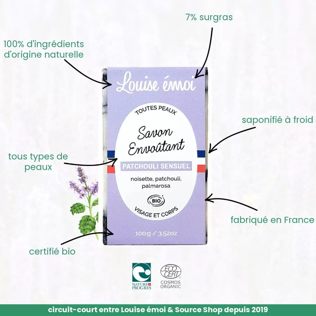 Savon au Patchouli Bio - Patchouli Sensuel - 100g - Louise émoi