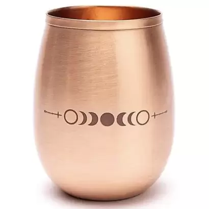 Gobelet en cuivre pur poli - Phases de la Lune - 350ml
