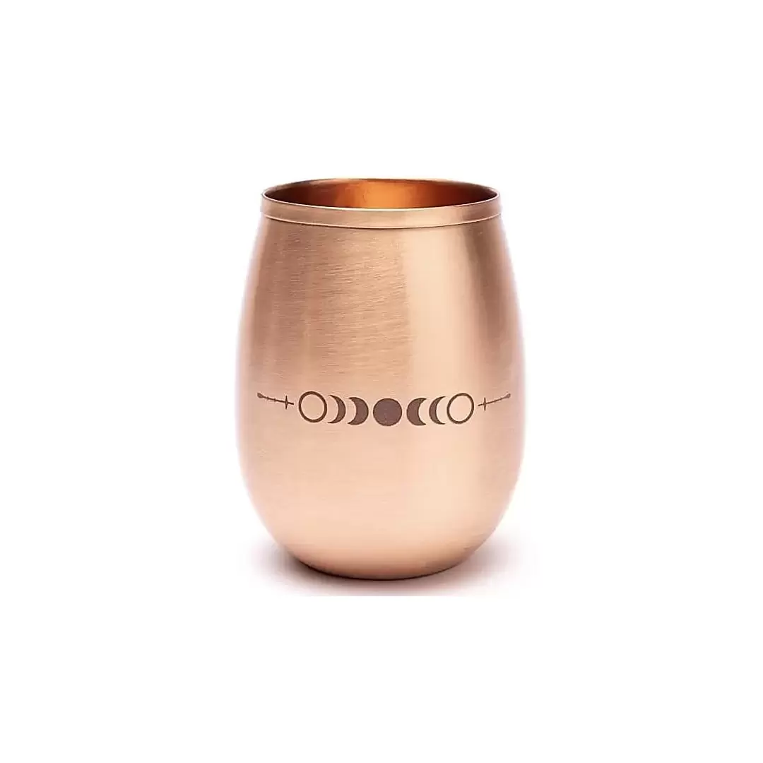Gobelet en cuivre pur poli - Phases de la Lune - 350ml