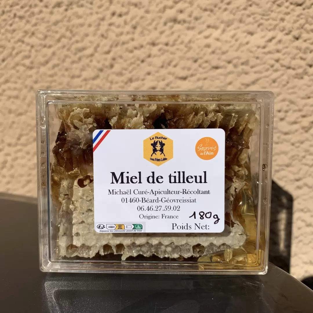 Miel en rayon de tilleul artisanal du Haut-Bugey – Rucher des Fées Léma par l’apiculteur Mickaël
