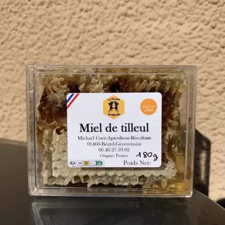 Miel en rayon de tilleul artisanal du Haut-Bugey – Rucher des Fées Léma par l’apiculteur Mickaël