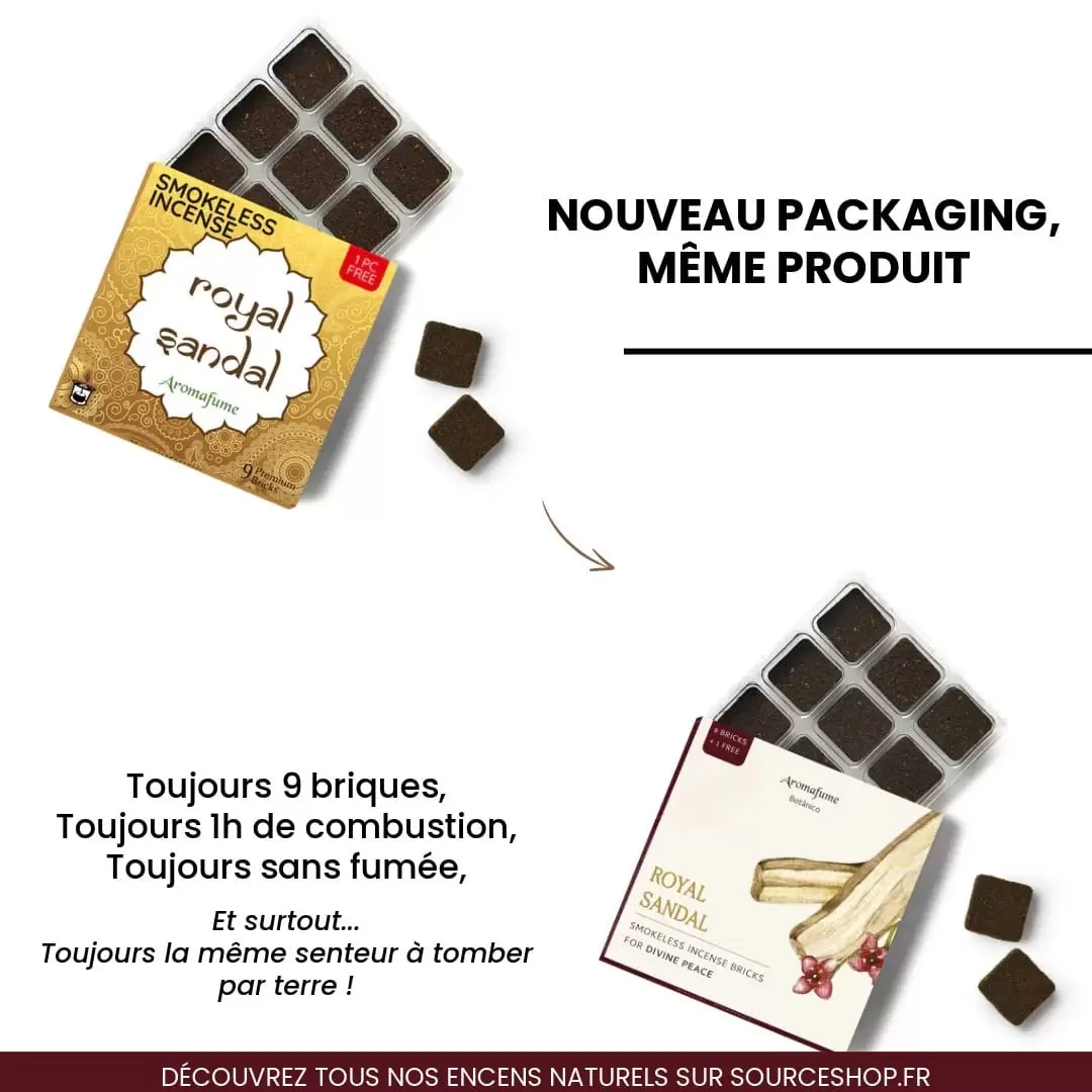Briques d'encens Bois de Santal sans fumée - Aromafume