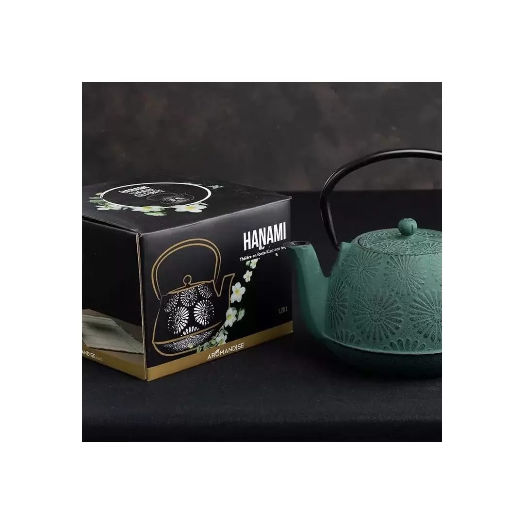 Théière Hanami en fonte vert émeraude 1.2L – Aromandise