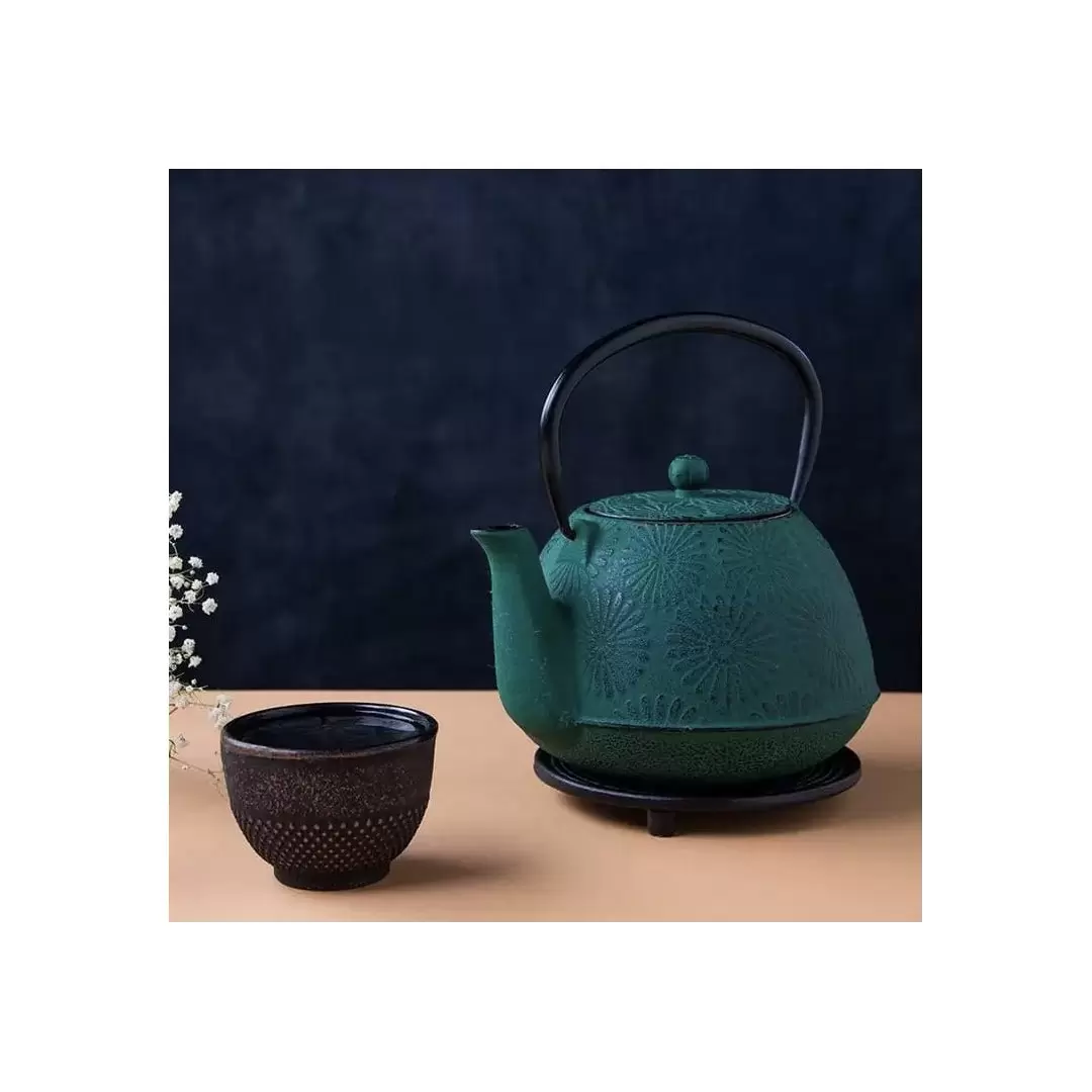Théière Hanami en fonte vert émeraude 1.2L – Aromandise