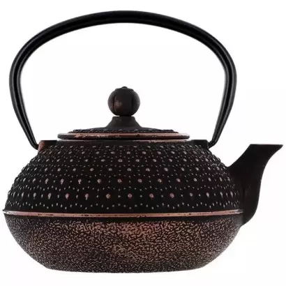 Théière en fonte Sui noire et dorée 0.8L – Aromandise