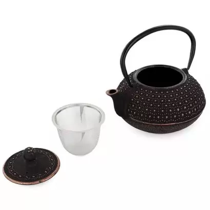 Théière en fonte Sui noire et dorée 0.8L – Aromandise
