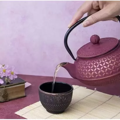 Théière Tsubaki en fonte rose vermillon 0.6L – Aromandise