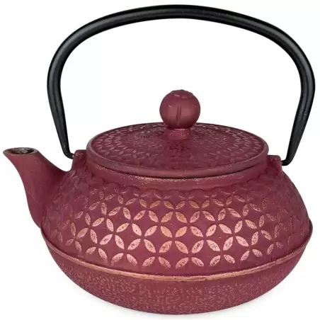 Théière Tsubaki en fonte rose vermillon 0.6L – Aromandise