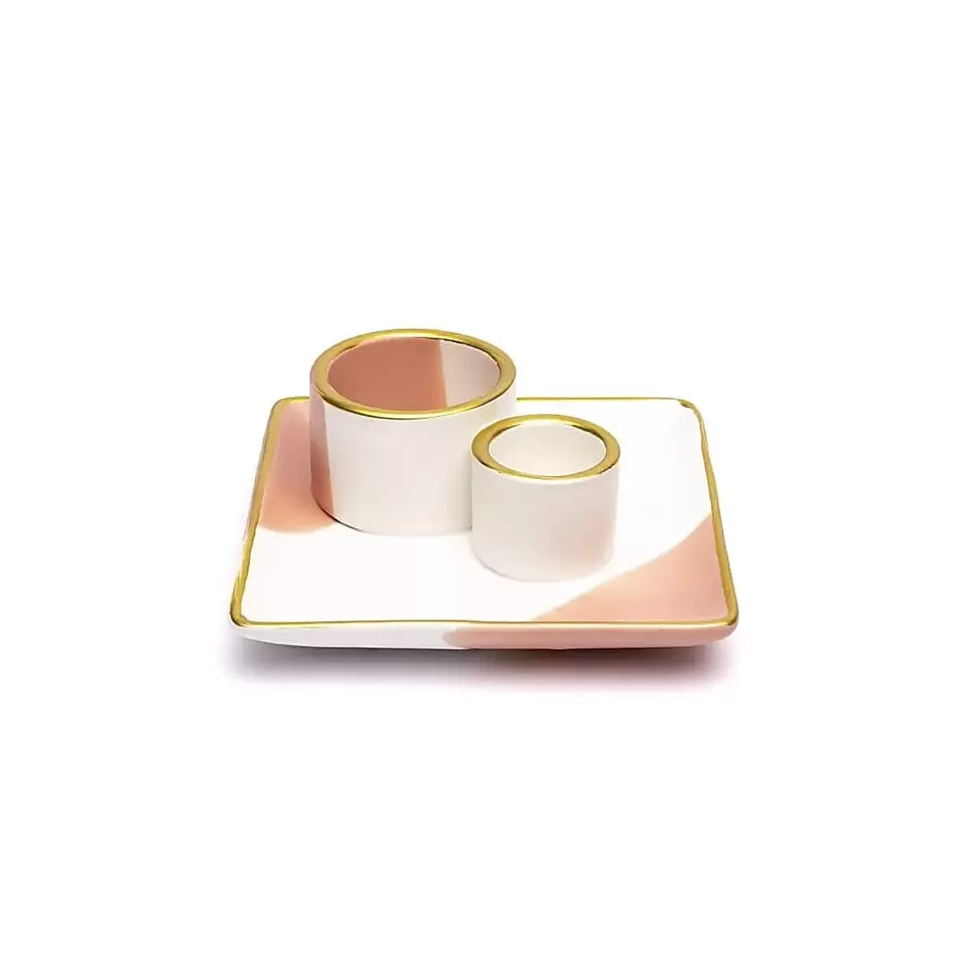 Brûleur de fumigation rose & or – support Palo Santo
