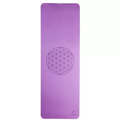 Tapis de yoga violet Fleur de Vie – Antidérapant & écologique