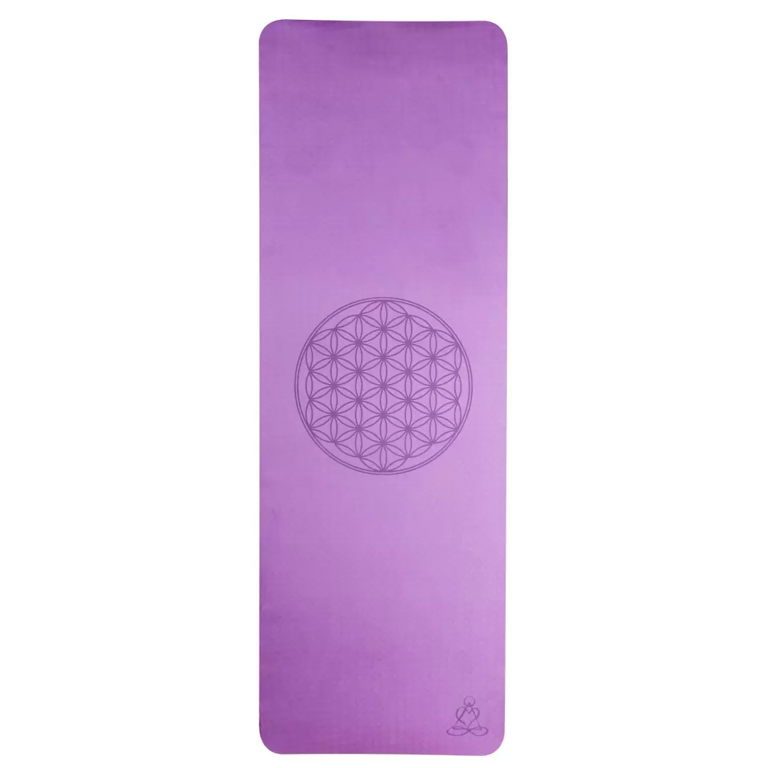 Tapis de yoga violet Fleur de Vie – Antidérapant & écologique