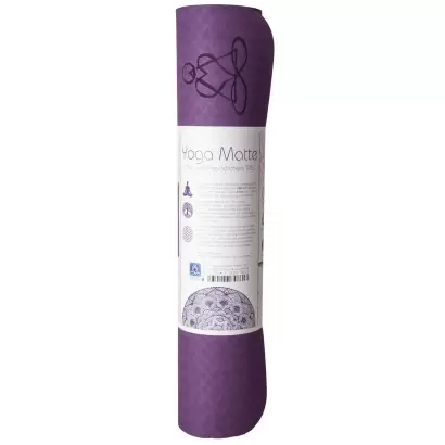Tapis de yoga violet Fleur de Vie – Antidérapant & écologique